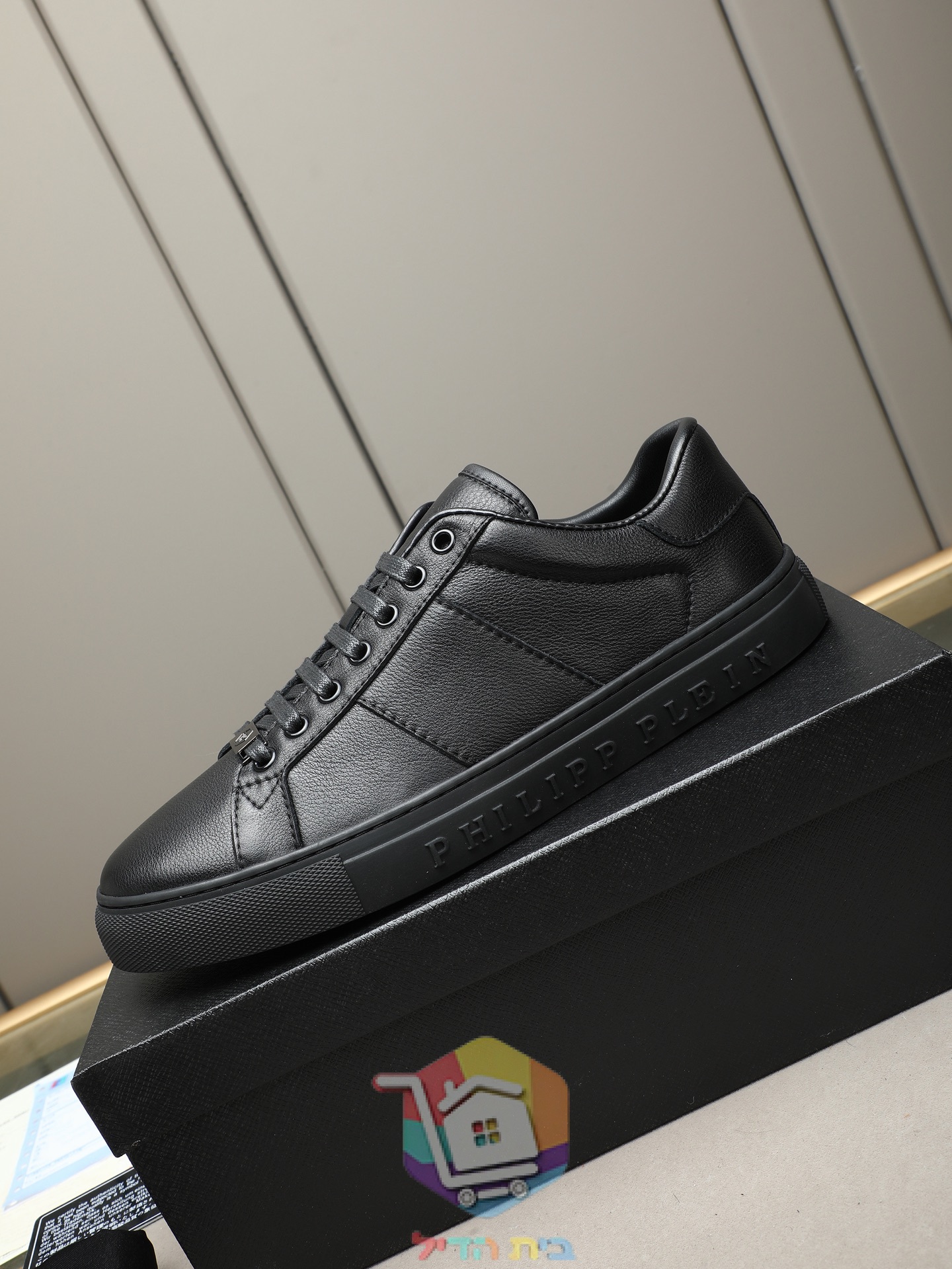 נעלי עור Philipp Plein Hexagon Lo-Top שחור, חום