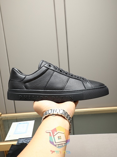 נעלי עור Philipp Plein Hexagon Lo-Top שחור, חום 8