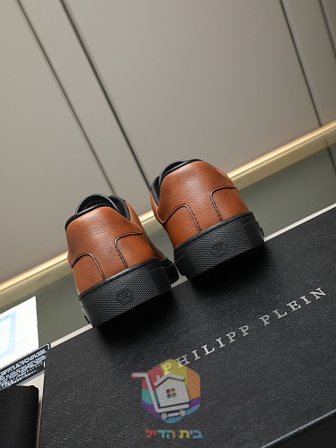 נעלי עור Philipp Plein Hexagon Lo-Top שחור, חום 13