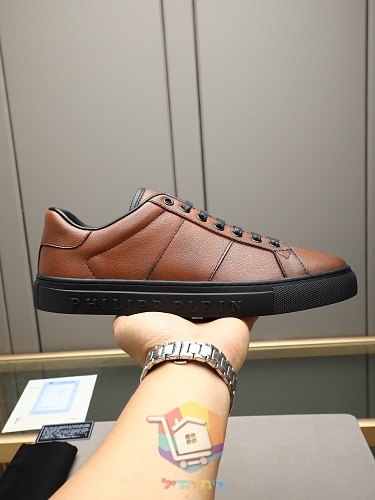 נעלי עור Philipp Plein Hexagon Lo-Top שחור, חום 17
