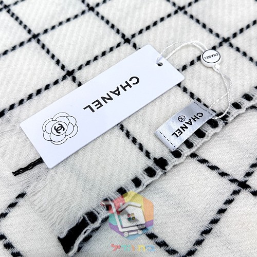 צעיף Chanel במשבצות בשני גוונים, 38x185 ס"מ 8