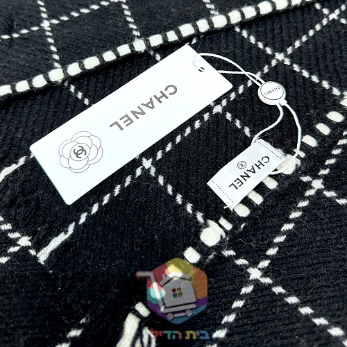 צעיף Chanel במשבצות בשני גוונים, 38x185 ס"מ 15