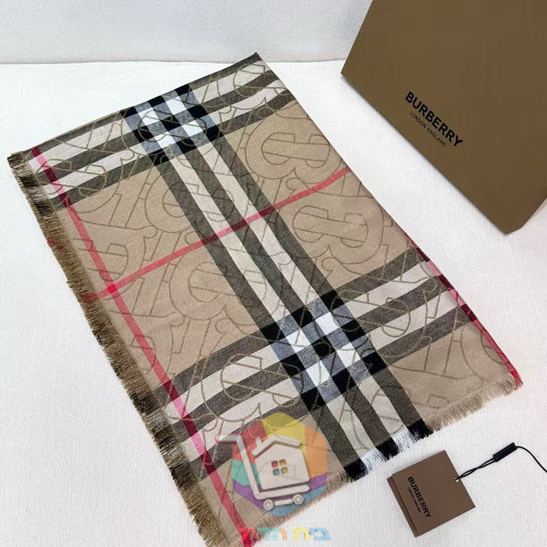 צעיף Burberry במשבצות בשני גוונים, 70x220 ס"מ
