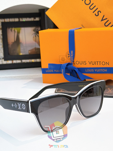משקפי שמש Louis Vuitton LV Line, שחור עם מסגרת לבנה 2