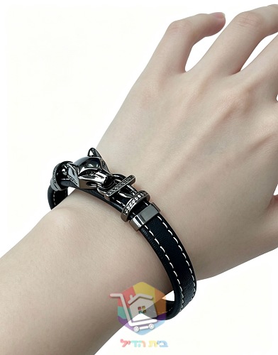 Cartier Armband aus Leder mit Pantherkopf und besetzten Halsbändern 3