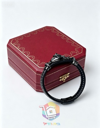 Cartier Armband aus Leder mit Pantherkopf und besetzten Halsbändern 10