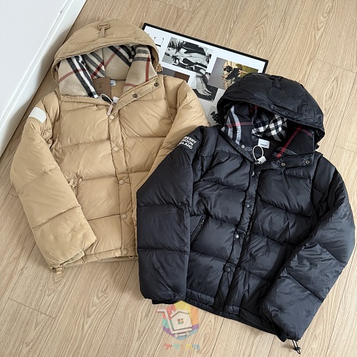 מעיל פוך Burberry עם קפוצ'ון בבטנת משבצות, בז' או שחור, תמונה 19