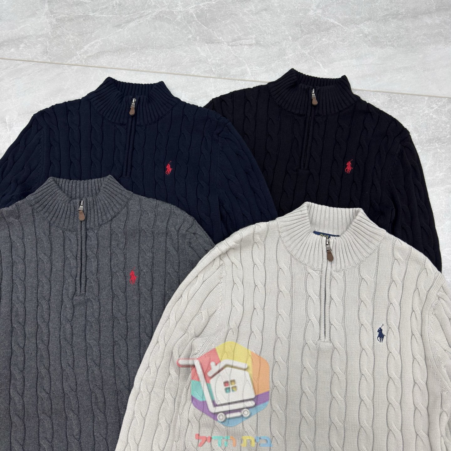 Maglione a trecce con mezza zip Polo Ralph Lauren, quattro colori