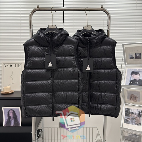 וסט פוך Moncler עם ברדס, שחור 1