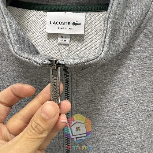 סווטשירט Lacoste עם חצי רוכסן וצווארון עומד, אפור, כחול כהה או שחור, תמונה 2
