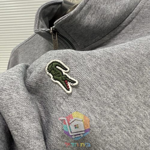 סווטשירט Lacoste עם חצי רוכסן וצווארון עומד, אפור, כחול כהה או שחור, תמונה 3