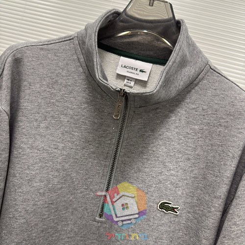 סווטשירט Lacoste עם חצי רוכסן וצווארון עומד, אפור, כחול כהה או שחור, תמונה 5