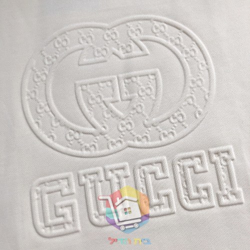 סווטשירט Gucci עם לוגו מובלט, שמנת, שחור 5