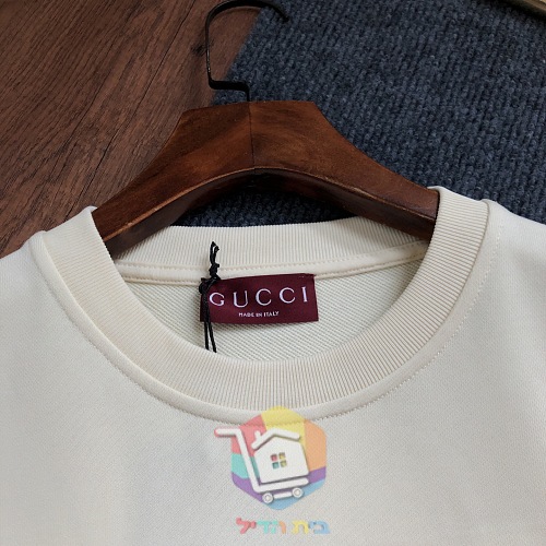 סווטשירט Gucci עם לוגו מובלט, שמנת, שחור 6