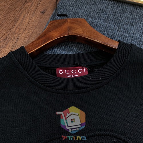 סווטשירט Gucci עם לוגו מובלט, שמנת, שחור 14