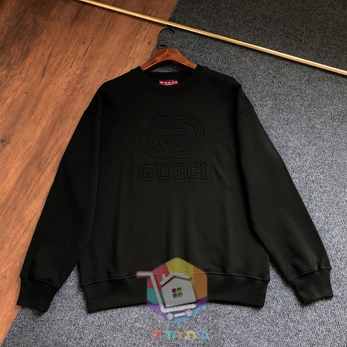 סווטשירט Gucci עם לוגו מובלט, שמנת, שחור 16