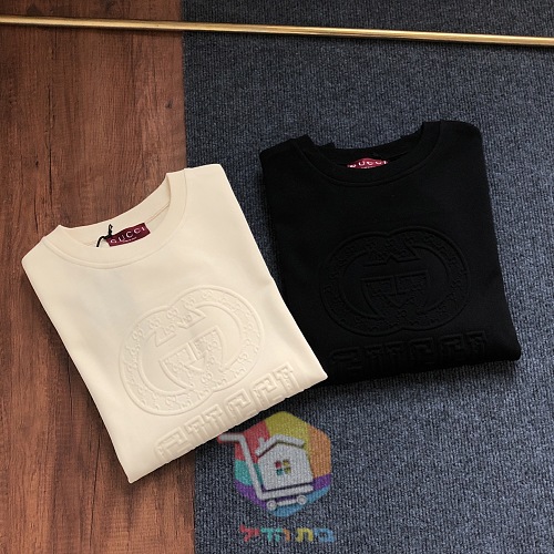 סווטשירט Gucci עם לוגו מובלט, שמנת, שחור 18