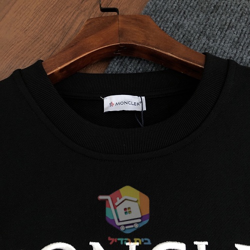 סווטשירט Moncler עם לוגו גדול, שחור, חום, שמנת 6