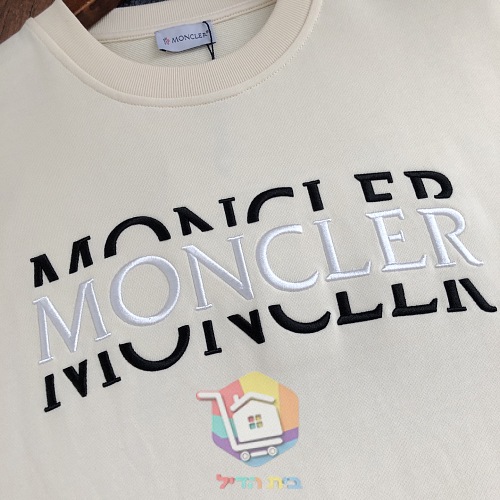 סווטשירט Moncler עם לוגו גדול, שחור, חום, שמנת 24