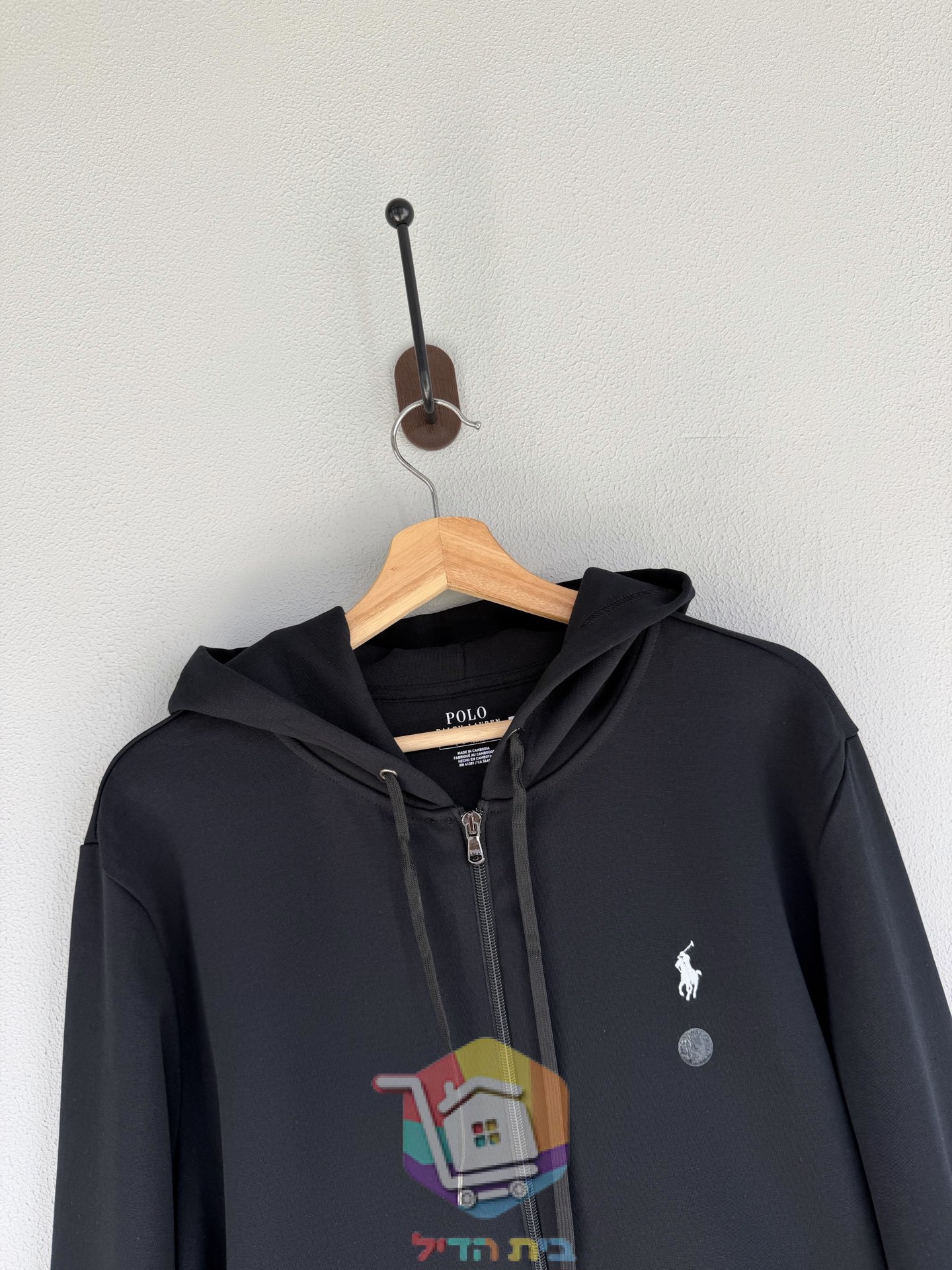 קפוצון Polo Ralph Lauren עם רוכסן מלא, שחור