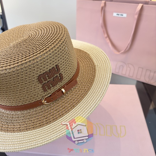 Strohhut Miu Miu mit Lederband 2