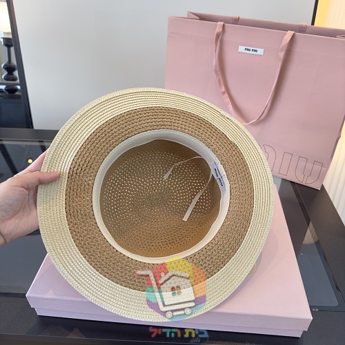Strohhut Miu Miu mit Lederband 3