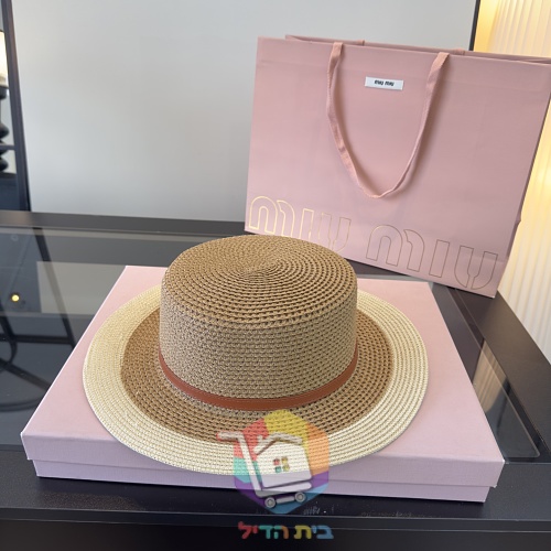 Strohhut Miu Miu mit Lederband 4