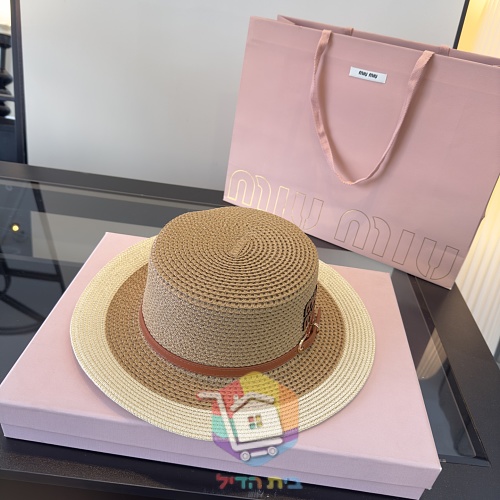 Strohhut Miu Miu mit Lederband