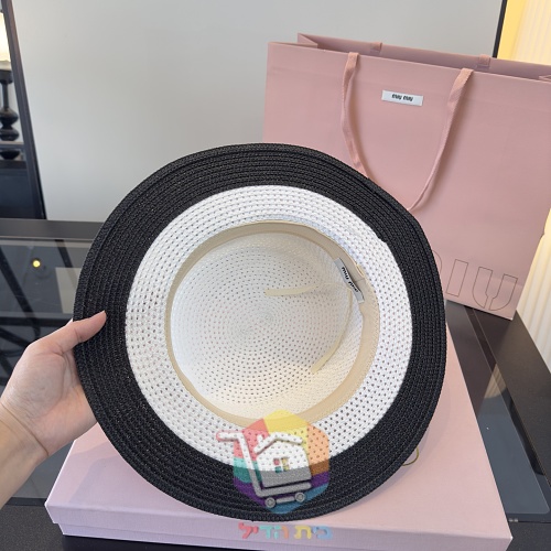 Strohhut Miu Miu mit Lederband 9