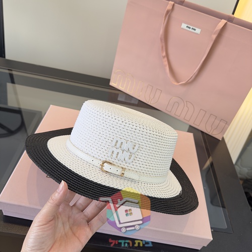 Strohhut Miu Miu mit Lederband 10