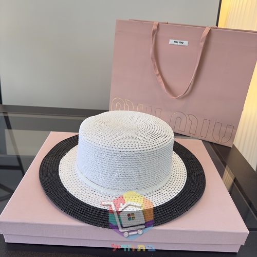 Strohhut Miu Miu mit Lederband 11