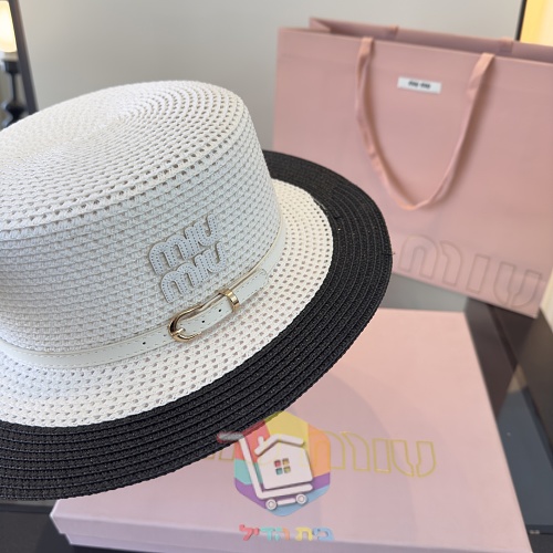 Strohhut Miu Miu mit Lederband 13