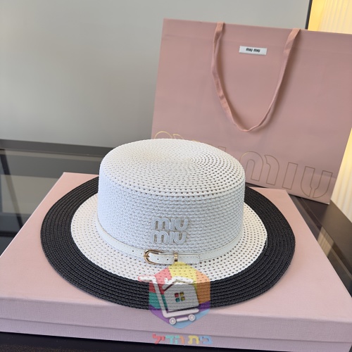 Strohhut Miu Miu mit Lederband 14