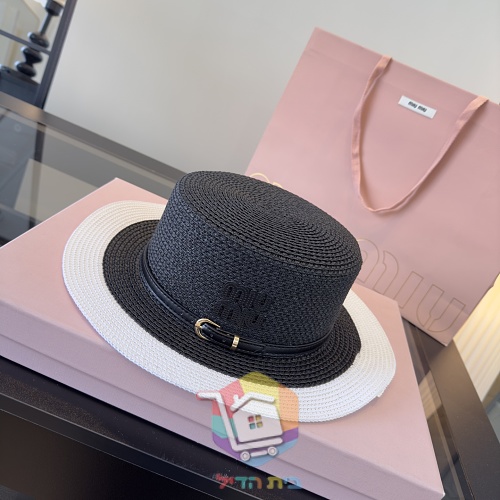 Strohhut Miu Miu mit Lederband 19