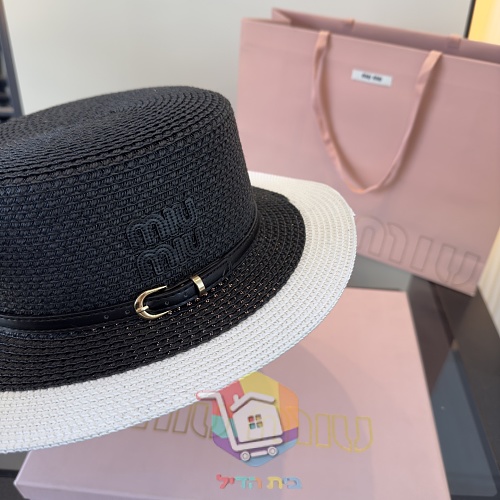 Strohhut Miu Miu mit Lederband 20