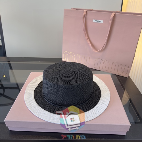 Strohhut Miu Miu mit Lederband 21