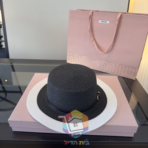 Strohhut Miu Miu mit Lederband 22