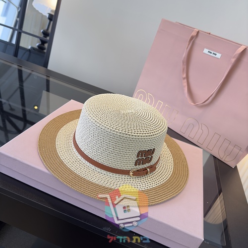 Strohhut Miu Miu mit Lederband 26