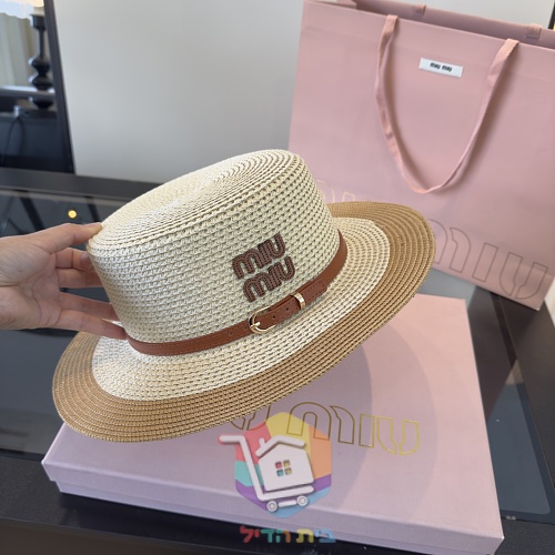 Strohhut Miu Miu mit Lederband 27