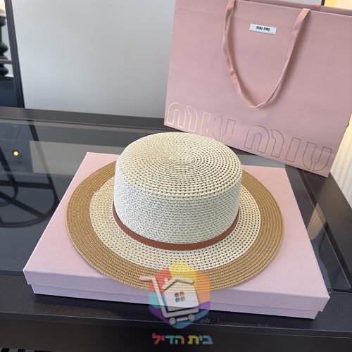 Strohhut Miu Miu mit Lederband 29