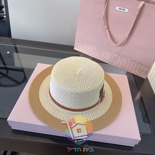 Strohhut Miu Miu mit Lederband 30