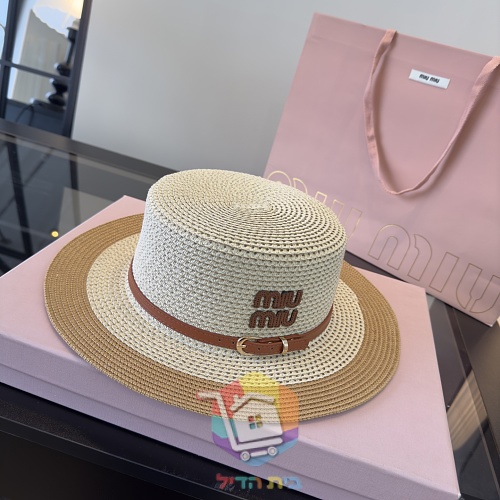 Strohhut Miu Miu mit Lederband 32