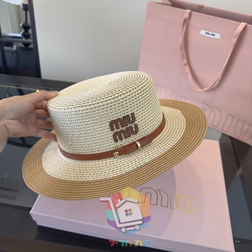 Strohhut Miu Miu mit Lederband 33