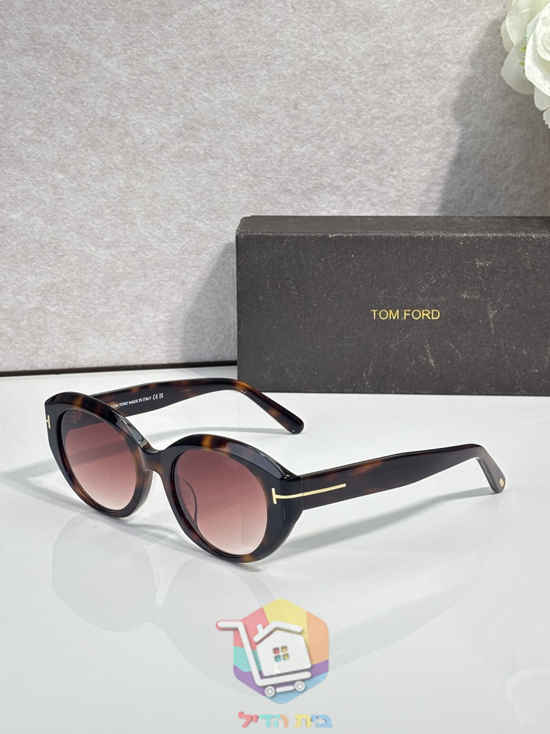 Ovale Sonnenbrille Tom Ford in Schildpatt-Optik